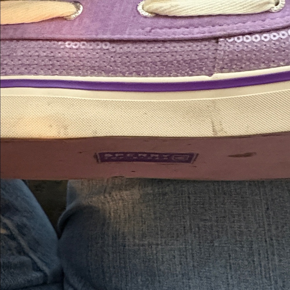 Sperry Women's Top-Sider Purple Lavender Sequin Lace Up Boat Shoes 9 - Picture 9 of 12